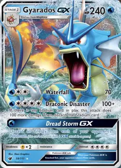 Pokemon Gyarados GX 18/111 Crimson Invasion Ultra Rare Holo TCG Card - Image 1