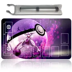 NEW Pokemon Mewtwo Playmat with Card Zones Free Bag Rubber Game Playmat of TCG - Image 1
