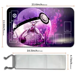 NEW Pokemon Mewtwo Playmat with Card Zones Free Bag Rubber Game Playmat of TCG - Image 2