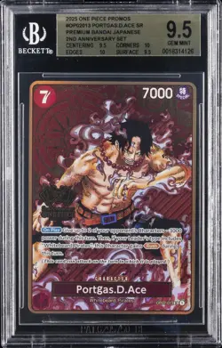 2025 ONE PIECE PROMO CARDS PREM BANDAI JPN 2ND ANN. SET PORTGAS D. ACE BGS 9.5 - Image 1