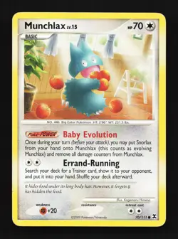 Munchlax 70/111 Rising Rivals MP Pokemon Card TCG - Image 1