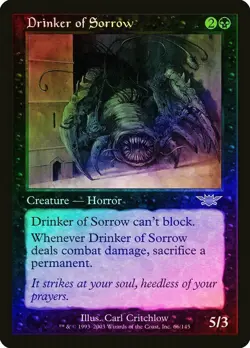 Magic the Gathering DRINKER OF SORROW #66/145 FOIL Black Rare Unplayed 2003 - Image 1