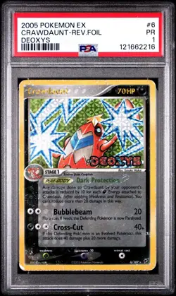 PSA 1 Crawdaunt EX Deoxys Reverse Holo Rare #6 Stamped 2005 Pokemon PR - Image 1
