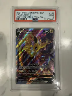 2021 POKEMON SWSH BLACK STAR PROMO #183 FULL ART/JOLTEON V PSA 9 PREMIUM COLL. - Image 1
