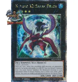 Yugioh! 1x Number 32: Shark Drake MP24-EN033 Quarter Century Secret Rare NM - Image 1