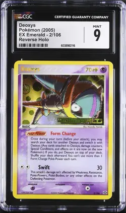 CGC 9 MINT Deoxys 2/106 REVERSE Holo Rare EX Emerald 2005 Pokemon Card - Image 1