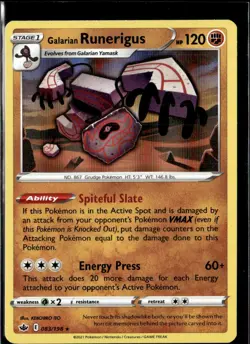 Pokemon Galarian Runerigus 083/198 Chilling Reign Holo Rare 3 Card Lot - Image 1
