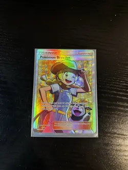 Pokemon Breeder 73/73 Shining Legends Holo Full Art Trainer Pokemon TCG Card - Image 1
