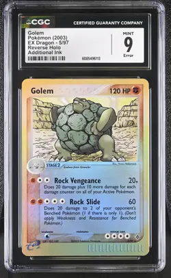 CGC 9 MINT Golem 2003 EX Dragon 5/97 Reverse Holo Pokemon Card - Image 1