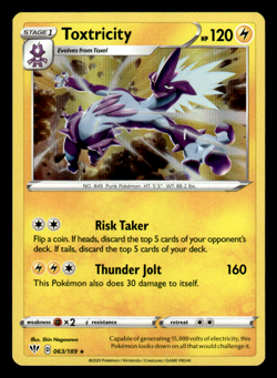 Pokemon TCG Toxtricity Darkness Ablaze 063/189 Holo Rare NM - Image 1