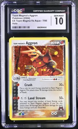 CGC 10 GEM MINT Team Magma's Aggron EX Team Magma Vs Aqua 7/95 Holo Pokemon - Image 1