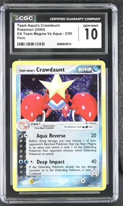 CGC 10 Team Aqua's Crawdaunt EX Team Magma Vs Aqua 2/95 Holo Pokemon Card - Image 1