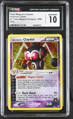 CGC 10 Team Magma's Claydol EX Team Magma Vs Aqua 8/95 Holo SWIRL Pokemon Card - Image 1