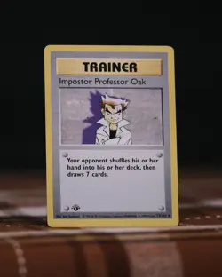 Pokemon Base Set 1st Edition Rare: Impostor Professor Oak 73/102 LP/MP - Image 1