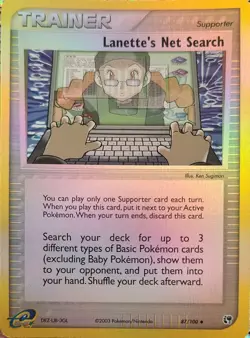 Lanette's Net Search 87/100 - Reverse Holo EX Sandstorm Pokemon Card NM - Image 1