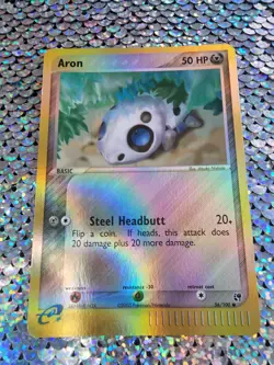 EX Sandstorm ARON Reverse Holo 56/100 COMMON E-Reader Pokemon Card 2003 LP/NM - Image 2