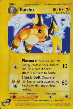 RAICHU 61/165 EXPEDITION E-Series Non Holo Rare Pokemon Card NM - Image 1