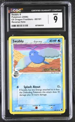 CGC 9 MINT Swablu EX Dragon Frontiers 65/101 Reverse Holo STAMPED Pokemon Card - Image 1