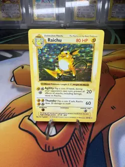 1999 Pokemon Base Set Raichu Shadowless Card 14/102 MP Condition - Image 1