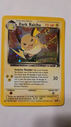 Pokemon TCG Dark Raichu Secret Rare Holo Card #83/82 Team Rocket Big Swirl - Image 1