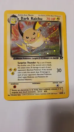 Pokemon TCG Dark Raichu Secret Rare Holo Card #83/82 Team Rocket Big Swirl - Image 3