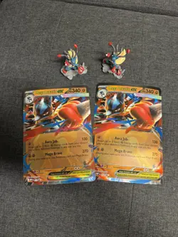 2 Mega Lucario EX Figures and 2 Jumbo Size Pokemon Cards Near Mint - Image 3