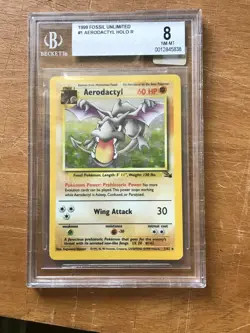 bGS 8 Aerodactyl 1999 Fossil - Unlimited 1/62 Holo Rare Pokemon Card - Image 1
