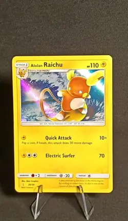 Alolan Raichu 30/30 Holo Sun & Moon Trainer Kit Lightly Played Pokemon Card - Image 1