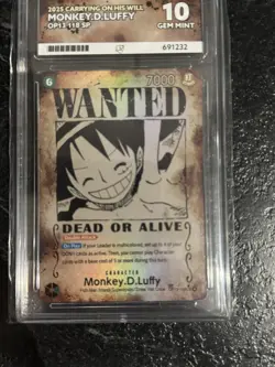 Monkey.D.Luffy Op13-118 SEC Wanted Poster One Piece Card - First ACE 10 in UK - Image 2
