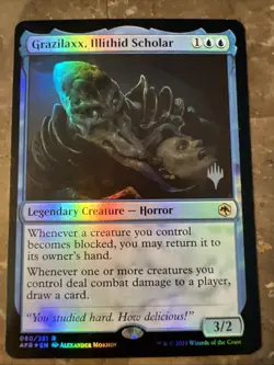 MAGIC THE GATHERING GRAZILAXX ILLITHID SCHOLAR #060 FORGOTTEN REALMS NM-MT FOIL - Image 1
