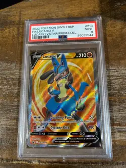 POKEMON 2022 Promo Full Art LUCARIO V Prem Coll #213 PSA 9 RARE 4 - Image 1