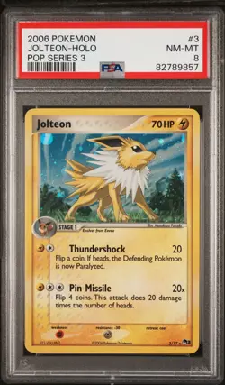 ?2006 Pokemon POP Series 3 Jolteon #3 Holo - PSA 8 NM-MT? - Image 1