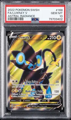 2022 POKEMON SWORD & SHIELD ASTRAL RADIANCE #168 FULL ART/LUXRAY V PSA 10 - Image 1