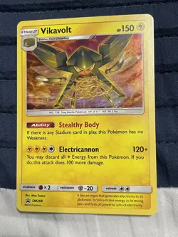 Galaxy HD swirl 🌀 Vikavolt SM208 Promo Black Star Cosmos Holo Pokemon Card TCG - Image 3