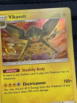 Galaxy HD swirl 🌀 Vikavolt SM208 Promo Black Star Cosmos Holo Pokemon Card TCG - Image 5
