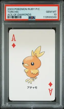 2003 POKEMON RUBY VERSION PLAYING CARDS ACE OF DIAMONDS TORCHIC PSA 10 - Image 1