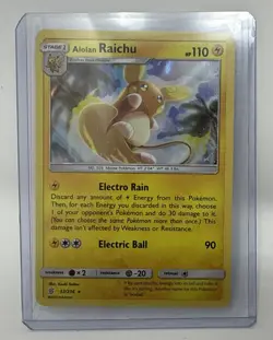 2019 Pokemon TCG Alolan Raichu 57/236 SM Unified Minds Holo Rare - Image 1
