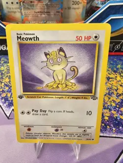 Pokemon TCG Meowth 56/64 Jungle 1st Edition Common Regular 1999 WOTC LP - Image 1