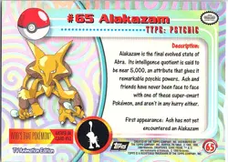 Topps 1999 Pokemon - Alakazam #65 Rainbow Foil TV Series Black Label - Image 2