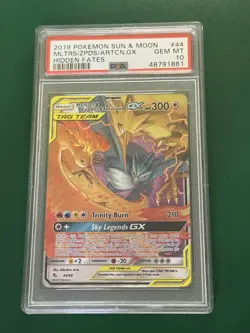2019 POKEMON SUN & MOON HIDDEN FATES #44 MOLTRES & ZAPDOS & ARTICUNO GX PSA 10 - Image 1