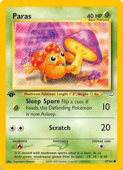 Paras 1st Edition 47/64 Neo Revelation Pokemon 000027 - Image 1