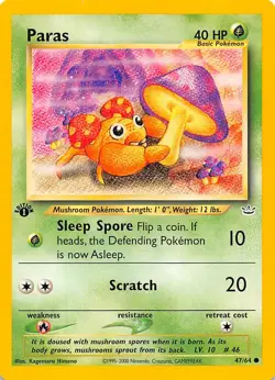 Paras 1st Edition 47/64 Neo Revelation Pokemon 000026 - Image 1