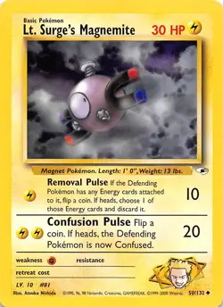 Lt. Surge's Magnemite (50) 050/132 Gym Heroes Pokemon 000077 - Image 1