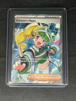 Pokemon TCG Destined Rivals Emcee's Hype 220/182- SV10 Ultra Rare Holo Card - Image 1