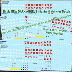 DARK ANGELS SPACE MARINES~INDOMITUS DECALS/TRANSFER~Games Workshop WARHAMMER 40K - Image 1