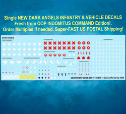 DARK ANGELS SPACE MARINES~INDOMITUS DECALS/TRANSFER~Games Workshop WARHAMMER 40K - Image 2