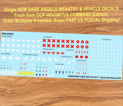 DARK ANGELS SPACE MARINES~INDOMITUS DECALS/TRANSFER~Games Workshop WARHAMMER 40K - Image 3
