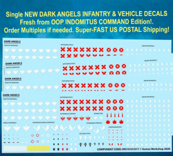 DARK ANGELS SPACE MARINES~INDOMITUS DECALS/TRANSFER~Games Workshop WARHAMMER 40K - Image 4