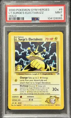 Graded Pokemon - Lt. Surges Electabuzz (6/132) Gym Heroes PSA 9 - Image 1