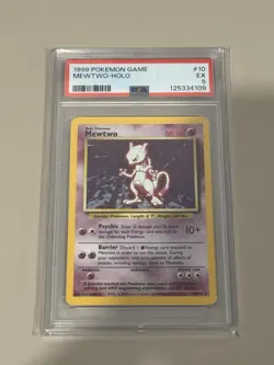 1999 Base Set Pokemon TCG Mewtwo Holo PSA 5 Graded Excellent 10/102 - Image 1
